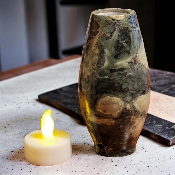 Mini Peacock Marble Vase - Picture 3 of 7